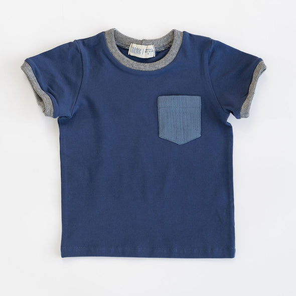 Thimble Ringer Pocket Tee in Marine