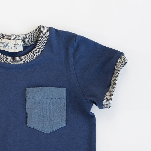 Thimble Ringer Pocket Tee in Marine
