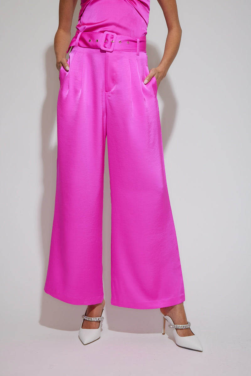 Generation Love Eloise Satin Pants in Hot Pink