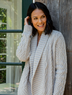 Barefoot Dreams CozyChic Cable Shawl Cardi in Linen – Crush Boutique
