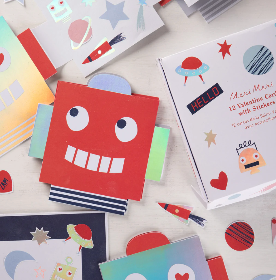 Meri Meri Robot Concertina Valentine Cards and Stickers