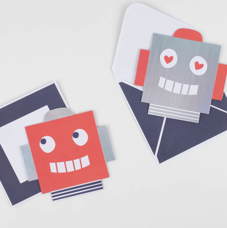 Meri Meri Robot Concertina Valentine Cards and Stickers