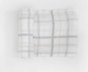 Little Unicorn Cotton Muslin Swaddle in Grey Plaid
