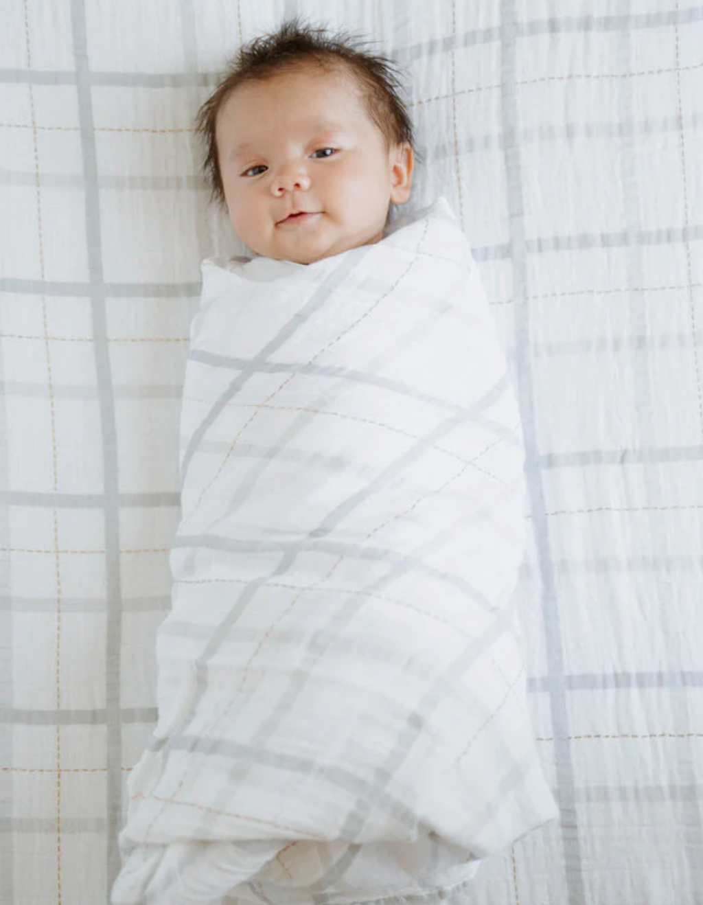 Little Unicorn Cotton Muslin Swaddle in Grey Plaid