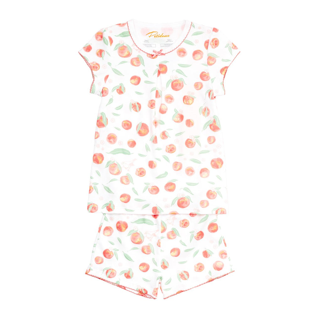 Petidoux Girl's Summer Peaches Short Pajama Set