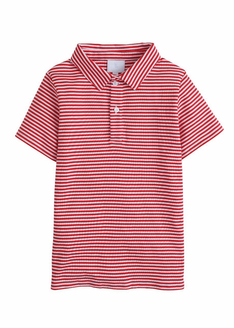 Little English Short Sleeve Polo in Red Stripe