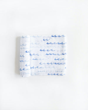 Little Unicorn Cotton Muslin Swaddle in High Tide