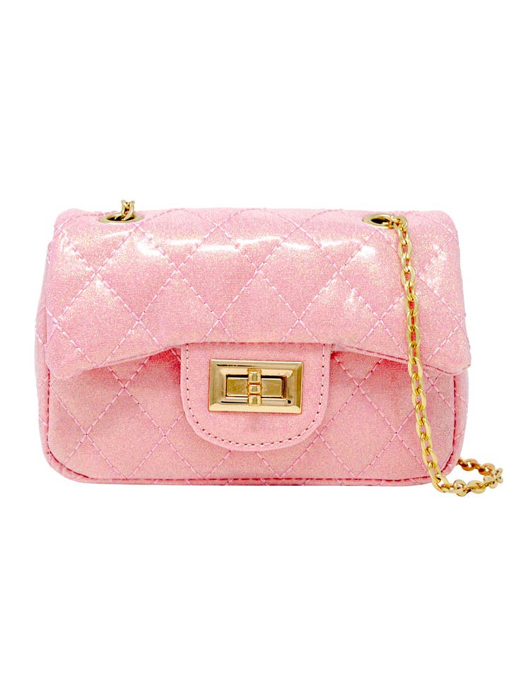 Zomi Gems Classic Quilted Sparkle Mini Purse in Pink Lemonade