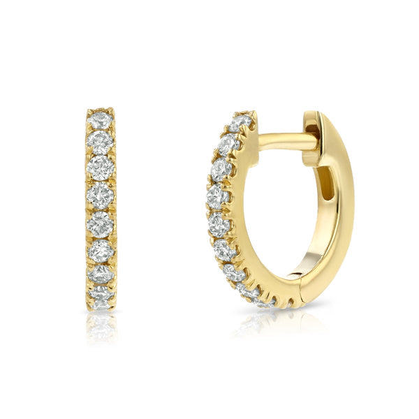 Starling Diamond Huggie Hoops in Yellow Gold