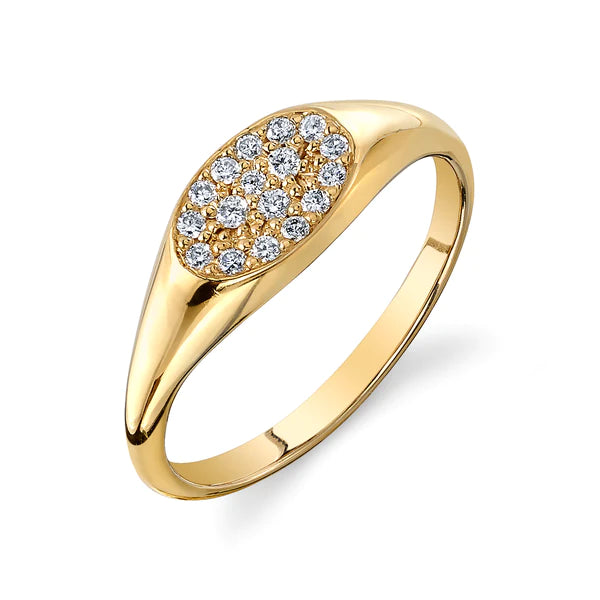 Starling Diamond Pavé Signet Ring in 14K Yellow Gold
