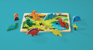 Crocodile Creek Let's Play! 16 Piece Dinosaur Wooden Puzzle