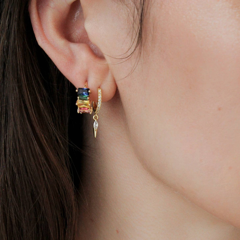 Mashallah Multicolor Baguette Earrings