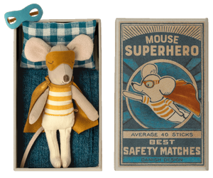 Maileg Superhero Mouse, Little Brother in Matchbox