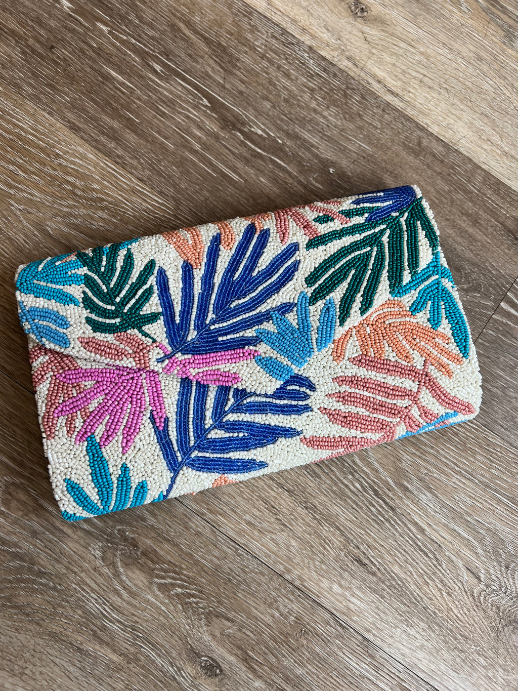 Tiana Envelope Clutch in Multicolor Leaves