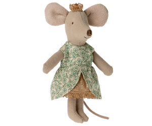 Maileg Princess Little Sister Mouse in a Box Dressed in Green