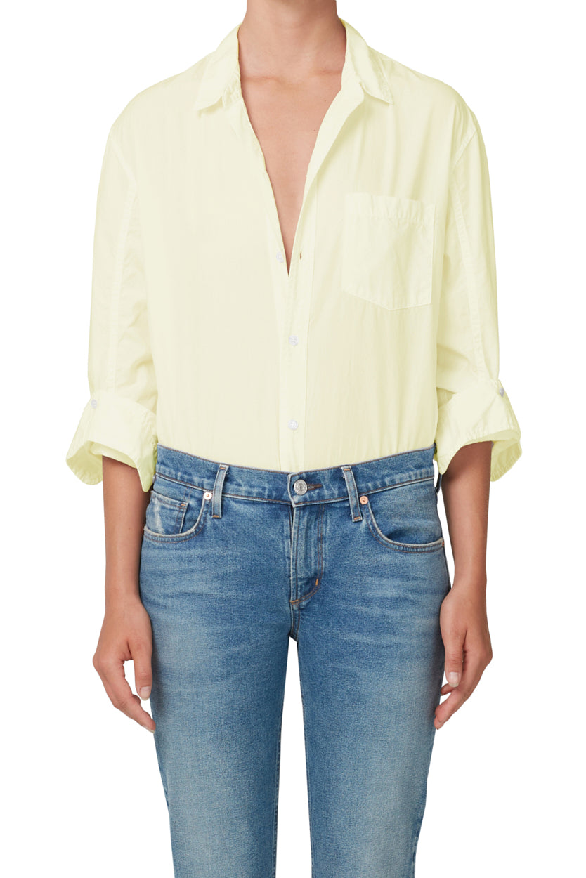 Citizens of Humanity Kayla Shrunken Oxford Shirt in Baby Yellow