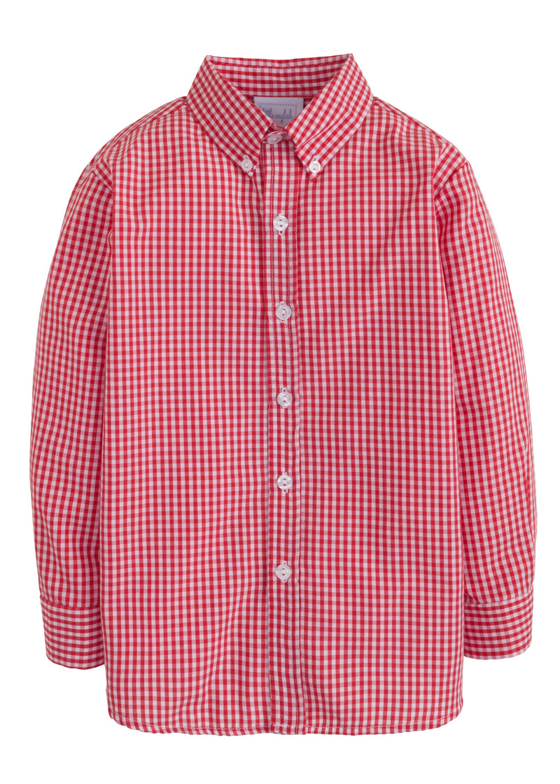 Little English Button Down Shirt in Red Gingham